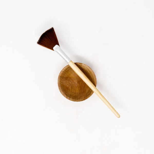 Fan Brush - Bamboo + Wooden Bowl