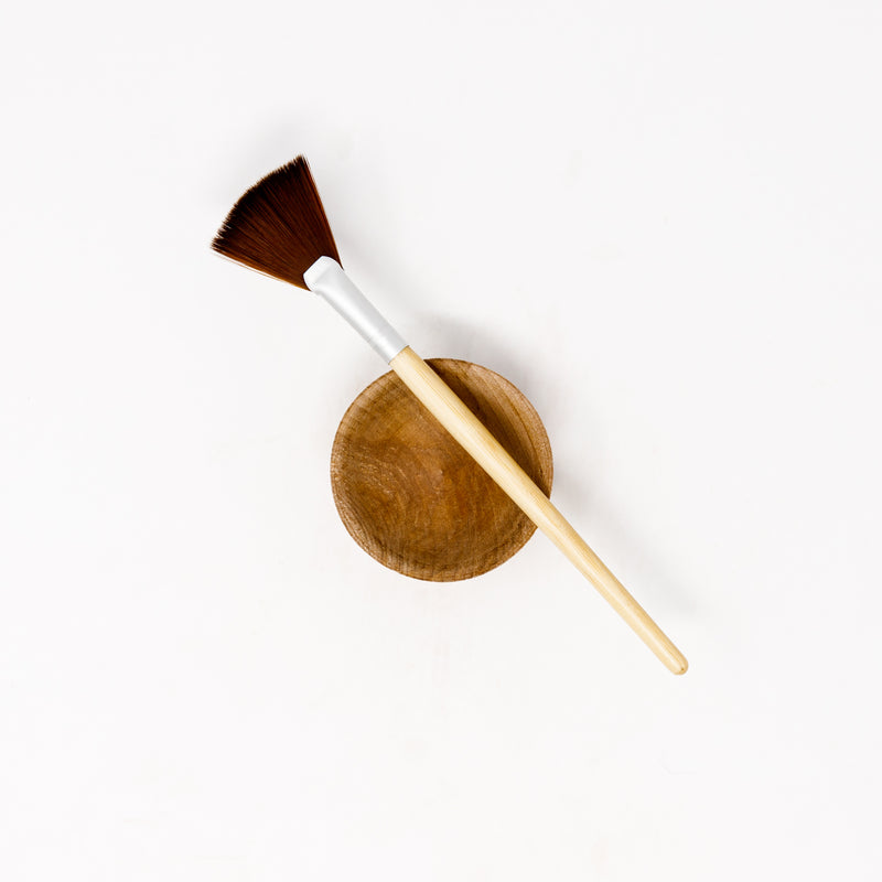 Fan Brush - Bamboo + Wooden Bowl