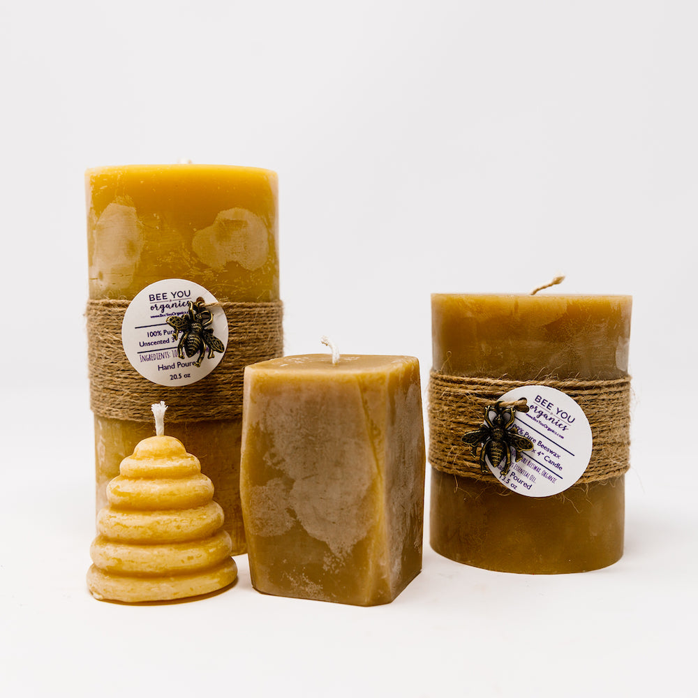 Pure Beeswax Pillar Candles Cruelty Free Candles Bee You Organics
